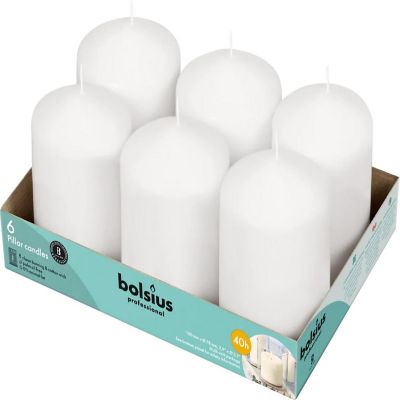 Bolsius Unscented White Pillar Candles Wedding Candle - Set of 6 - 3"x4" Image 1