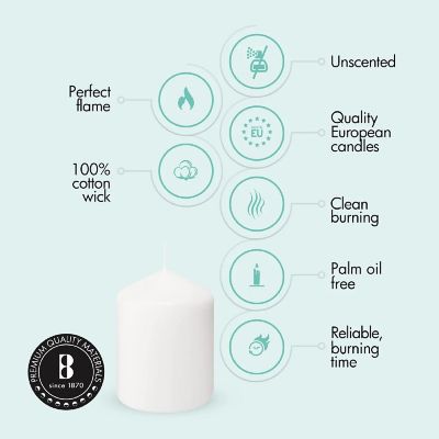 Bolsius Unscented White Pillar Candles Wedding Candle - Set of 6 - 3"x4" Image 2