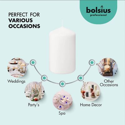 Bolsius Unscented White Pillar Candles Wedding Candle - Set of 6 - 3"x6" Image 1