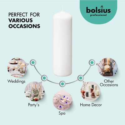 Bolsius Unscented White Pillar Candles Wedding Candle - Set of 6 - 3"x9" Image 1