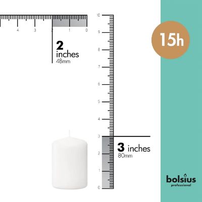 Bolsius White Pillar Candles Unscented Home & Wedding Decor Candles - Set of 20 - 2"x3" Image 1