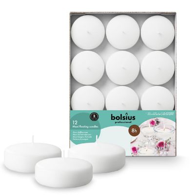 Bolsius White Unscented Floating Candle 3 Inch Wedding Centerpiece - Set Of 12 Image 1
