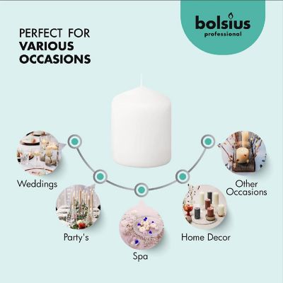 Bolsius White Unscented Pillar Candles Holiday & Wedding Decor Candles  - Set of 12 - 2.25"x3" Image 2