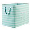 Bone Dry Polyester Pet Bin Stripe With Paw Patch Aqua Rectangle Large Image 1