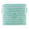 Bone Dry Polyester Pet Bin Stripe With Paw Patch Aqua Rectangle Large Image 1