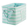 Bone Dry Polyester Pet Bin Stripe With Paw Patch Aqua Rectangle Small Image 1