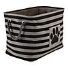 Bone Dry Polyester Pet Bin Stripe With Paw Patch Black Rectangle Small Image 1