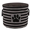 Bone Dry Polyester Pet Bin Stripe With Paw Patch Black Round Large Image 2