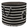 Bone Dry Polyester Pet Bin Stripe With Paw Patch Black Round Medium Image 1