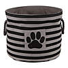 Bone Dry Polyester Pet Bin Stripe With Paw Patch Black Round Medium Image 2