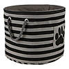 Bone Dry Polyester Pet Bin Stripe With Paw Patch Black Round Small Image 1