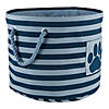 Bone Dry Polyester Pet Bin Stripe With Paw Patch Dark Navy Round Medium Image 1