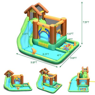 Bountech Inflatable Waterslide Bounce House Climbing Wall without Blower Image 1