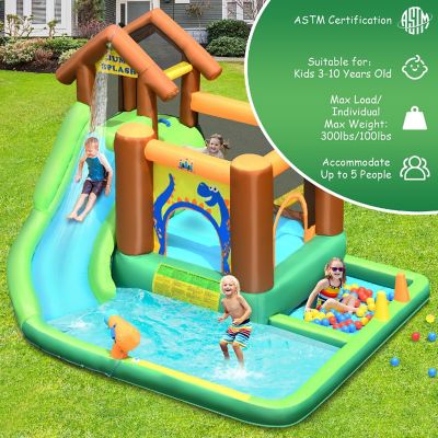 Bountech Inflatable Waterslide Bounce House Climbing Wall without Blower Image 3