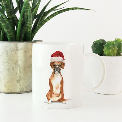 Boxer Santa Hat Ceramic Mug Image 1