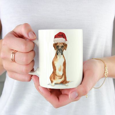 Boxer Santa Hat Ceramic Mug Image 1