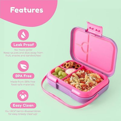 BOZ Bento Box for Kids - Kids Bento Lunch Box - Toddler Lunch Box for Daycare - Leak Proof 4 Compartments Kids Lunch Container (Unicorn) Image 3