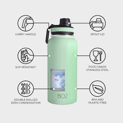 BOZ Bottles Stainless Steel Water Bottle XL - Green (1 L / 32oz) Image 3