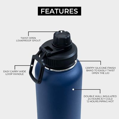 BOZ Bottles Stainless Steel Water Bottle XL - Monaco Blue (1 L / 32oz) Image 2