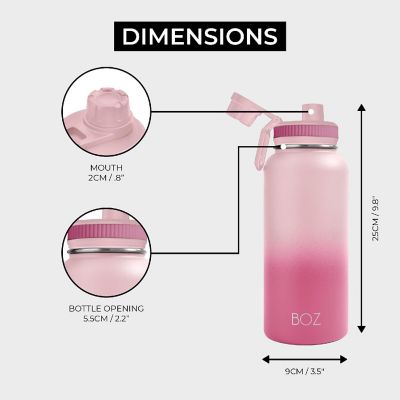 BOZ Stainless Steel Water Bottle - Vaccum Insulated Water Bottle 32 Oz - Gradient Pink Waterbottle Image 2