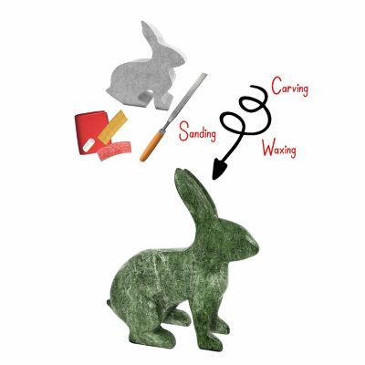 Brain Tree - Bunny Soapstone Carving Kit, Carve Your Own Sculpture - 8Above Years - DIY Arts and Crafts Image 3
