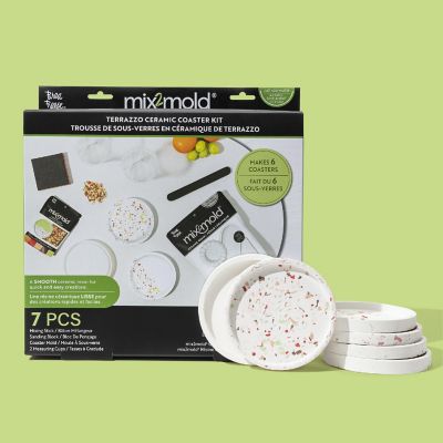 Brea Reese Mix2Mold Terrazzo Ceramic Coaster Kit - DIY  6 Coasters Image 3