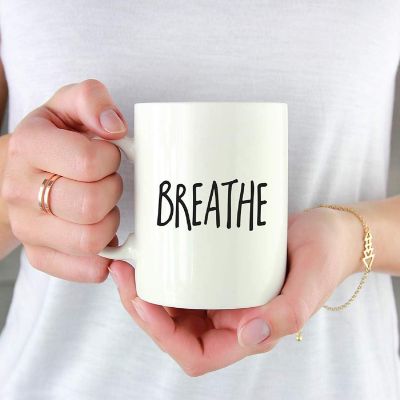 Breathe Yoga Ceramic Mug Image 1