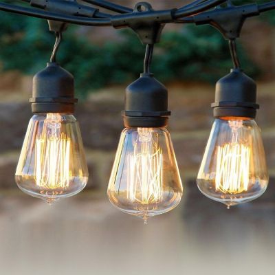 Brightech&#8482; Ambience Pro Weatherproof Incandescent Commercial Grade Vintage-Style String Lights - 15 Glass Bulbs, 40W, 48 Ft Image 3