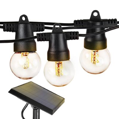 Brightech&#8482; Ambience Pro Weatherproof Solar LED Commercial Grade String Lights - 12 Shaterproof Plastic Bulbs, 1W, 27 Ft, 2700K Image 1
