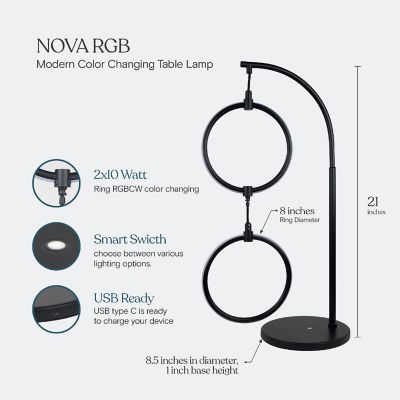 Brightech Nova Modern Color Changing Table Lamp Image 3