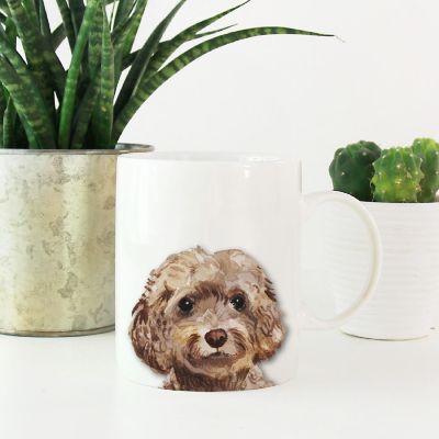 Brown Cockapoo Up Close Ceramic Mug Image 1