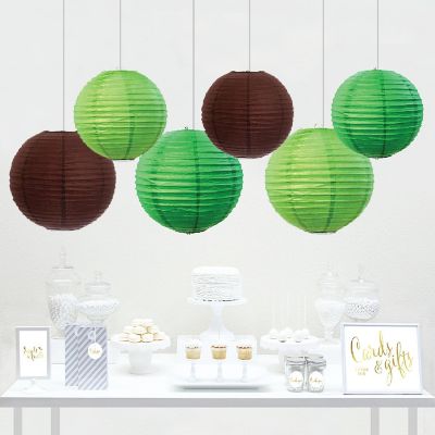 Brown Kiwi Emerald Green Paper Lanterns Image 2