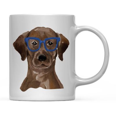 Brown Lab Blue Glasses Ceramic Mug Image 2