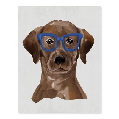 Brown Lab Print Blue Glasses 8.5x11in Image 1