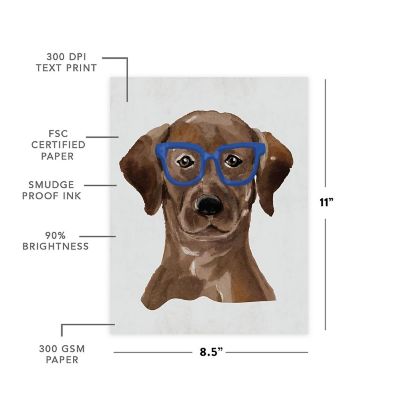 Brown Lab Print Blue Glasses 8.5x11in Image 1