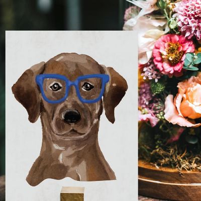 Brown Lab Print Blue Glasses 8.5x11in Image 2