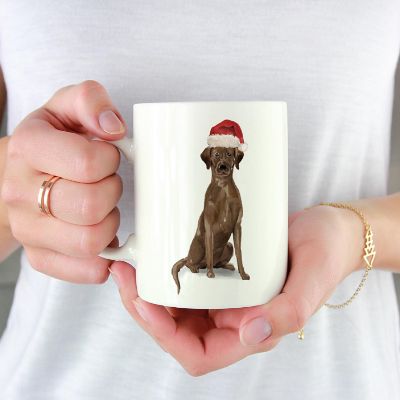 Brown Lab Retriever Santa Hat Mug Image 1