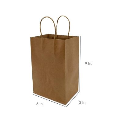 Brown Paper Bags with Handles - 8x4x10 Inch 50 Pack Small Kraft Shopping Bags, Craft Gift Totes in Bulk for Boutiques, Small Business Image 1