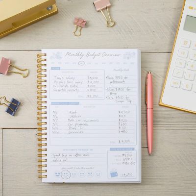 Budget Tracker Spiral Notebook, Hardcover Expense Tracker, 8.5 x 6 In, 56 Sheets Image 1