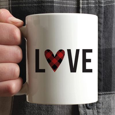 Buffalo Plaid Love ceramic mug Image 1