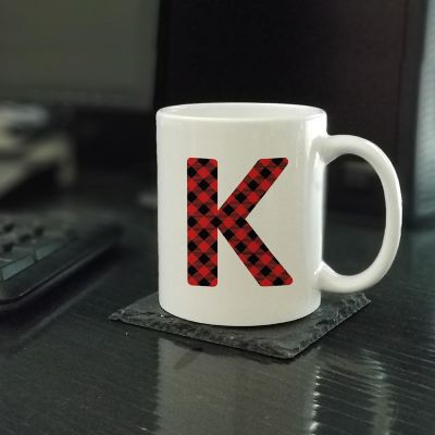 Buffalo Red Plaid Letter K ceramic mug Image 1
