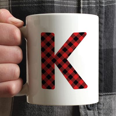 Buffalo Red Plaid Letter K ceramic mug Image 1
