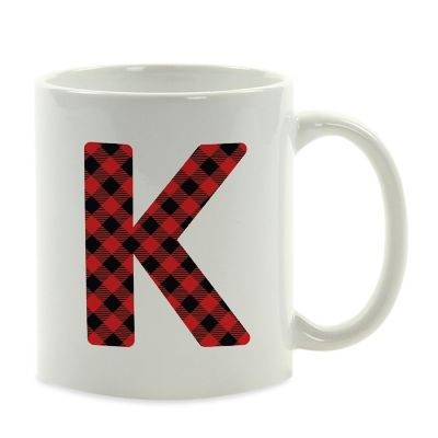 Buffalo Red Plaid Letter K ceramic mug Image 2