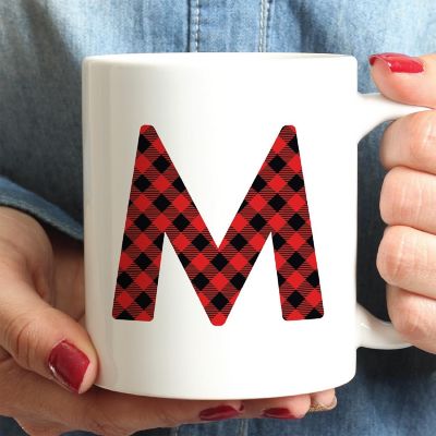 Buffalo Red Plaid Letter M ceramic mug Image 1