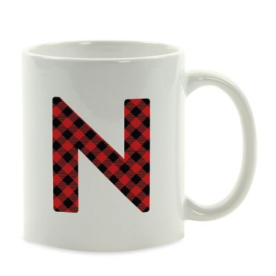 Buffalo Red Plaid Letter N ceramic mug Image 2