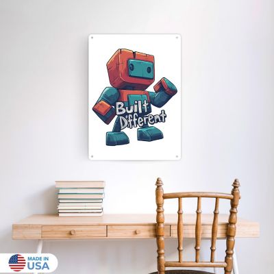 Built Different Vertical Tin Sign Wall Decor by Dancing Littles Jungle - Size 12x16 inch Image 1