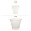 Bulk  100 Ct. Gold Glitter Plastic Shot Glass & Cup Kit Image 1
