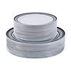 Bulk  100 Ct. Premium White Plastic Plates with Black & White Trim Image 1