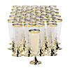 Bulk 100 Pc. Clear Plastic Champagne Flutes with Gold Trim Image 1