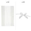 Bulk  100 Pc. Small Clear Cellophane Bags with White Bow Kit for 50 Image 1